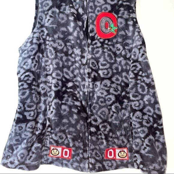 Basic Edition Vest Ohio State Buckeye Full Zip Fleece Cheetah Print Mock-neck - Picture 2 of 4